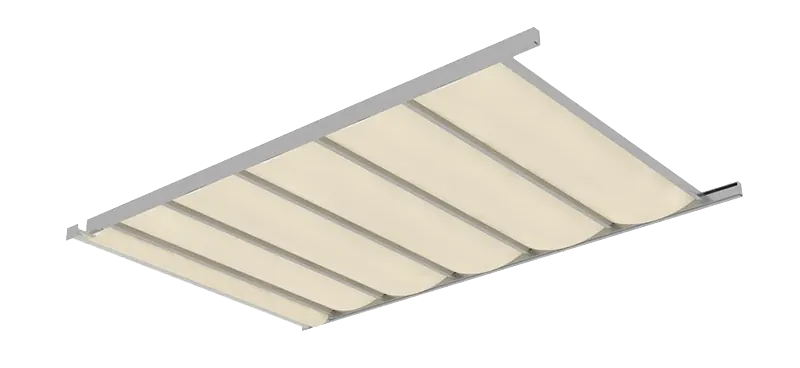 Tenda ORIZZONTI – bež platno sa poprečnim aluminijumskim profilima u bočnim šinama